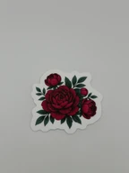 Red Peony Floral Sticker Die Cut Vinyl Decal