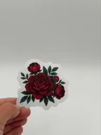 Red Peony Floral Sticker Die Cut Vinyl Decal
