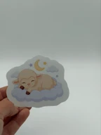 Pastel Kawaii Sleeping Lamb Cloud Sticker - Cute Moon Die Cut Decal