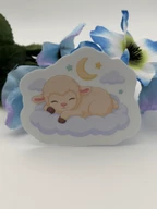 Pastel Kawaii Sleeping Lamb Cloud Sticker - Cute Moon Die Cut Decal