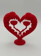 Heart Rose Ring Holder Stand for 2 Rings