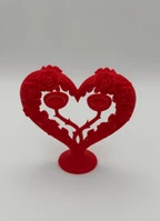 Heart Rose Ring Holder Stand for 2 Rings