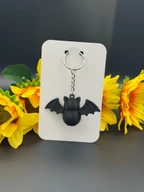 Cute Black Bat Keychain - 3D Printed Halloween Bat Charm