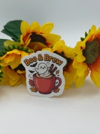 Boo and Brew Ghost Coffee Cup Sticker