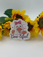 Cute Boo-tiful Ghost Sticker with Pumpkins