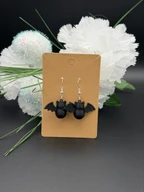 Black Bat Dangle Earrings | 3D Printed PLA Gothic Halloween Jewelry