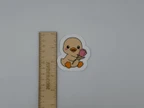 Cute Duck Vinyl Sticker with Tulip - Kawaii Baby Duck Decal