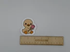 Cute Duck Vinyl Sticker with Tulip - Kawaii Baby Duck Decal