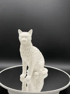 White Woven Cat Figurine - 3D Printed Sculptural Decor, Modern Home Interior Collectible