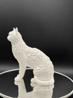 White Woven Cat Figurine - 3D Printed Sculptural Decor, Modern Home Interior Collectible