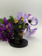 3D Printed Horned Black Cat Figure - Hand-Painted Gothic Cat Decor, Cute Fantasy Collectible