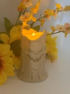 Scary Face Candle Holder - Beige Gothic Decor