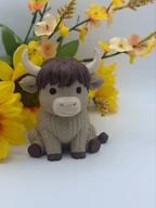 Cute Highland Cow Figure - 3D Printed PLA Decor