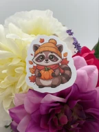 Cute Autumn Raccoon Vinyl Sticker