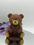 Hand-Painted Teddy Bear Figurine - 3D Printed PLA Shelf Decor