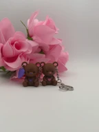 Cute Teddy Bear Heart Keychain, 3D Printed Bear Charm