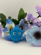 Cute Blue Monster Keychain, Kawaii Demon Bag Charm, 3D Printed Keyring
