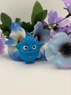 Cute Blue Monster Keychain, Kawaii Demon Bag Charm, 3D Printed Keyring