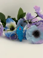 Cute Blue Monster Keychain, Kawaii Demon Bag Charm, 3D Printed Keyring
