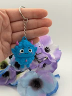 Cute Blue Monster Keychain, Kawaii Demon Bag Charm, 3D Printed Keyring