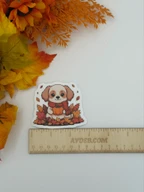 Cute Fall Puppy Vinyl Sticker with Pumpkin