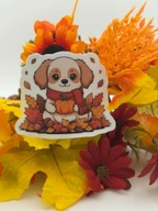 Cute Fall Puppy Vinyl Sticker with Pumpkin