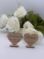 Personalized Wooden Wedding Place Card Heart Ornament