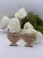 Personalized Wooden Wedding Place Card Heart Ornament