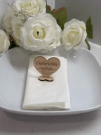 Personalized Wooden Wedding Place Card Heart Ornament