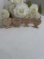 Personalized Wooden Wedding Place Card Heart Ornament