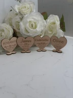 Personalized Wooden Wedding Place Card Heart Ornament
