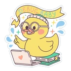 Cute Debug Baby Duck With Laptop Vinyl Sticker