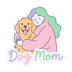 Dog Mom Hugging Golden Retriever Vinyl Sticker