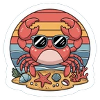 Cute Crab With Sunglasses Beach Sunset Sticker
