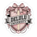 Delulu University Pink Coquette Crest Sticker