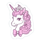 Cute Pink Unicorn With Bows and Cherries Sticker