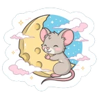 Cute Mouse Hugging Moon Kawaii Vinyl Sticker