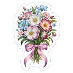 Pastel Wildflower Bouquet With Pink Ribbon Sticker