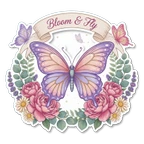 Pastel Butterfly Floral Bloom and Fly Sticker
