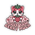Cute Strawberry Cat Love You Berry Much Sticker