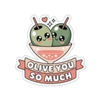Cute Olive You So Much Martini Glass Vinyl Sticker