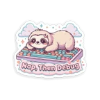 Cute Sloth Keyboard Nap Then Debug Sticker