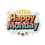 Happy Monday Sunrise Typography Sticker