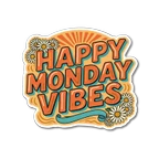Happy Monday Vibes Retro Daisy Vinyl Sticker