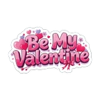 Be My Valentine Heart Lettering Vinyl Sticker