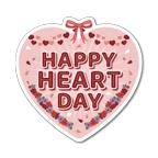 Cute Valentine Heart Sticker - Happy Heart Day Pink Vinyl Decal