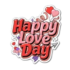 Happy Love Day Heart Balloons Vinyl Sticker