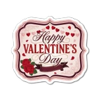 Happy Valentine's Day Plaque Roses Vinyl Sticker