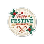 Happy Festive Holidays Christmas Badge Sticker