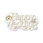 Elegant Happy Wedding Rings Floral Vinyl Sticker
